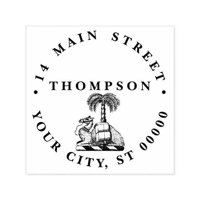 Heraldic Camel Palm Tree Coat of Arms Emblem Self-inking Stamp (Design)