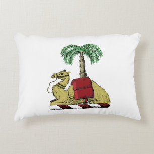 Heraldic Camel Palm Tree Colour Coat of Arms Accent Pillow