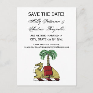 Heraldic Camel Palm Tree Colour Coat of Arms Announcement Postcard