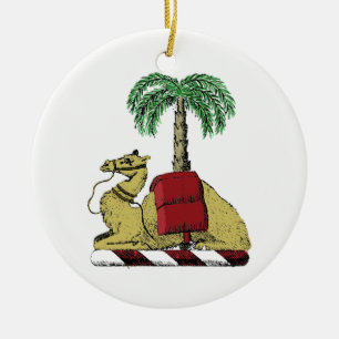 Heraldic Camel Palm Tree Colour Coat of Arms Ceramic Ornament