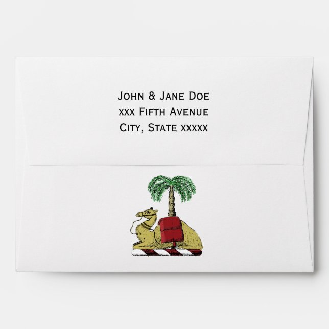 Heraldic Camel Palm Tree Colour Coat of Arms Envelope (Back (Top Flap))