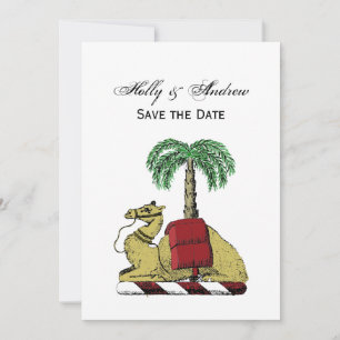 Heraldic Camel Palm Tree Colour Coat of Arms Invitation