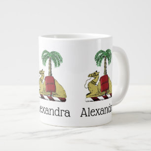 Heraldic Camel Palm Tree Colour Coat of Arms Large Coffee Mug