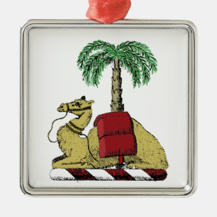 Heraldic Camel Palm Tree Colour Coat of Arms Metal Ornament
