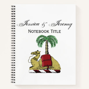 Heraldic Camel Palm Tree Colour Coat of Arms Notebook
