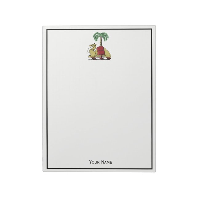 Heraldic Camel Palm Tree Colour Coat of Arms Notepad (Rotated)