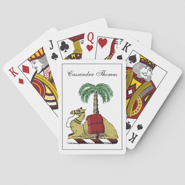 Heraldic Camel Palm Tree Colour Coat of Arms Playing Cards (Back)