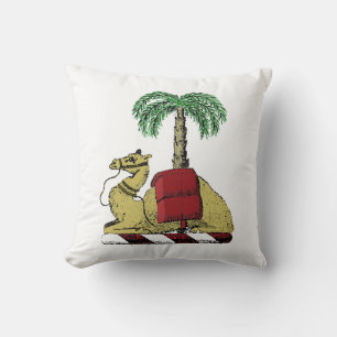 Heraldic Camel Palm Tree Colour Coat of Arms Throw Pillow