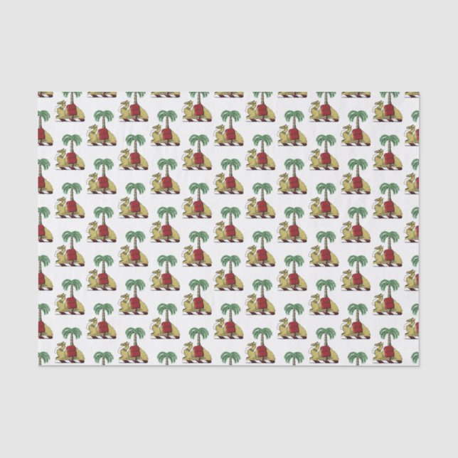 Heraldic Camel Palm Tree Colour Coat of Arms Tissue Paper (Front)