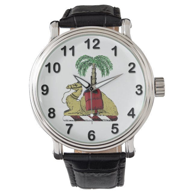 Heraldic Camel Palm Tree Colour Coat of Arms Watch (Front)