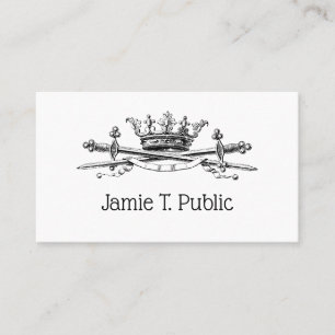 Heraldic Crown Crossed Swords Sabres Emblem Crest Business Card
