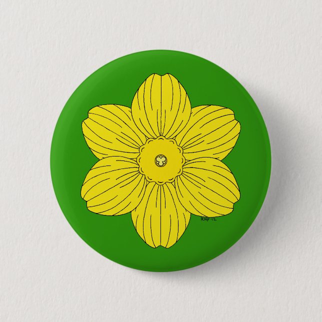 Heraldic Daffodil 2 Inch Round Button (Front)