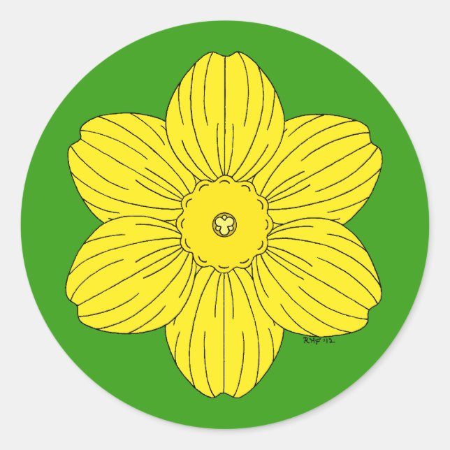 Heraldic Daffodil Classic Round Sticker (Front)