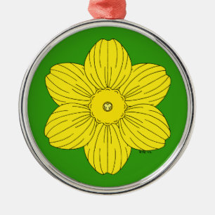 Heraldic Daffodil Metal Ornament