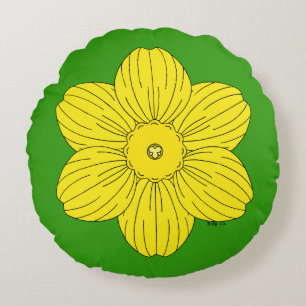 Heraldic Daffodil Round Pillow