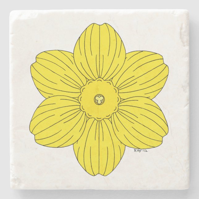 Heraldic Daffodil Stone Coaster (Front)