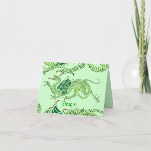 Heraldic Dragon (Green) - Greeting Card