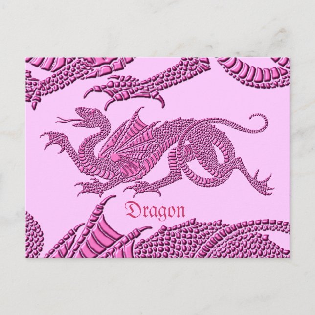 Heraldic Dragon (Pink) - Postcard (Front)