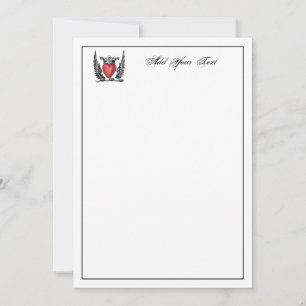 Heraldic Heart Wings Coat of Arms Crest Note Card
