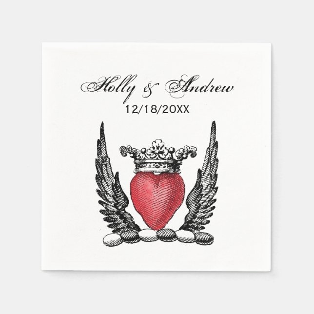 Heraldic Heart with Wings Coat of Arms Crest Napkin (Front)