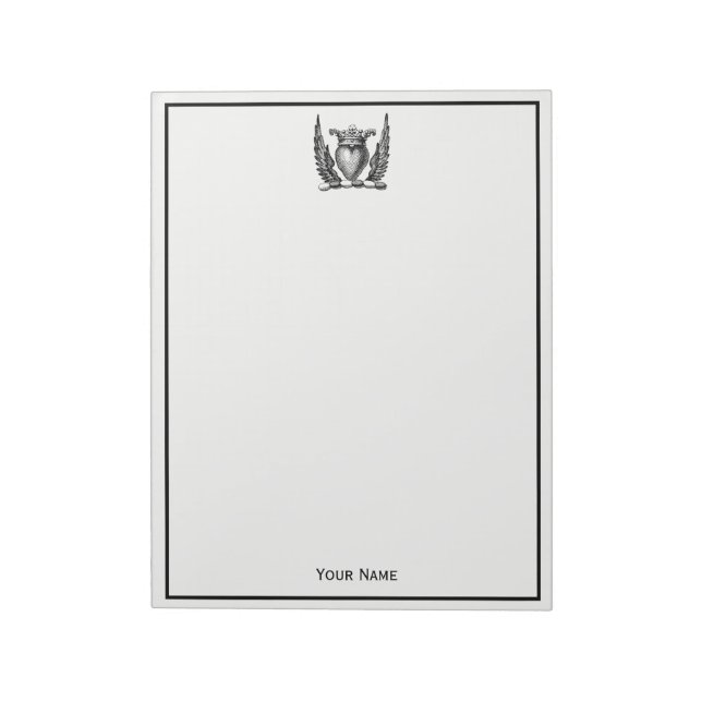 Heraldic Heart with Wings Coat of Arms Crest Notepad (Rotated)