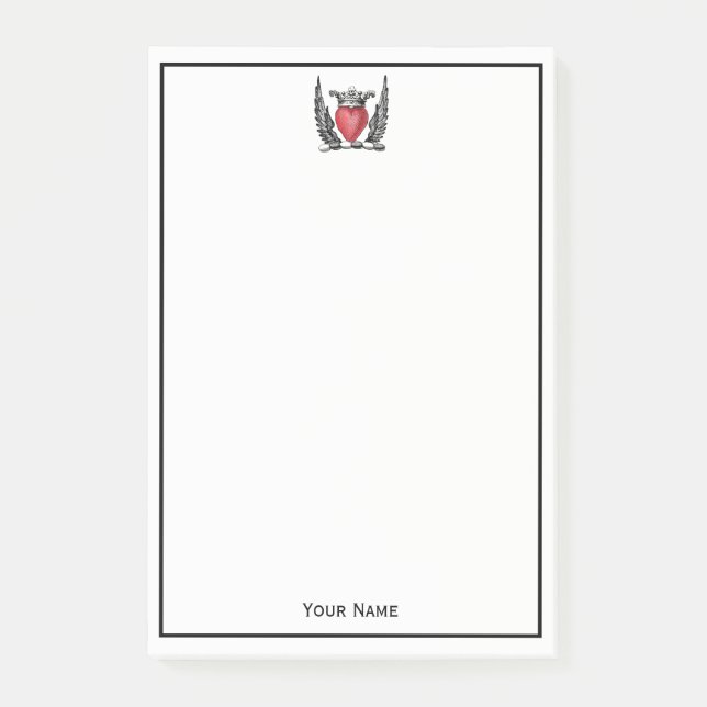Heraldic Heart with Wings Coat of Arms Crest Post-it Notes (Front)