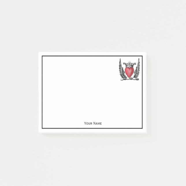 Heraldic Heart with Wings Coat of Arms Crest Post-it Notes (Front)