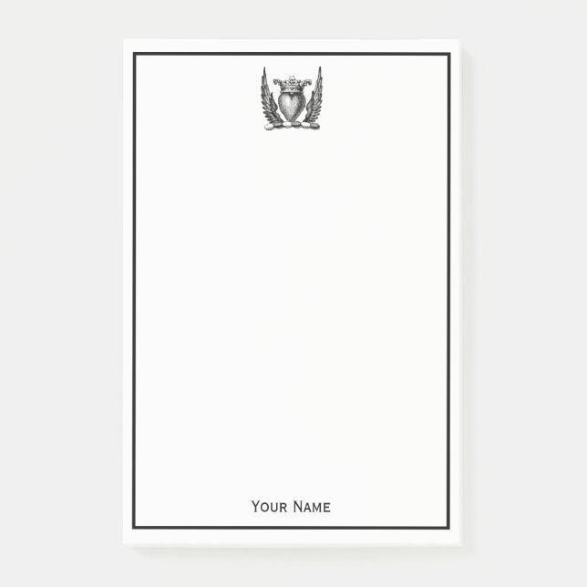 Heraldic Heart with Wings Coat of Arms Crest Post-it Notes (Front)