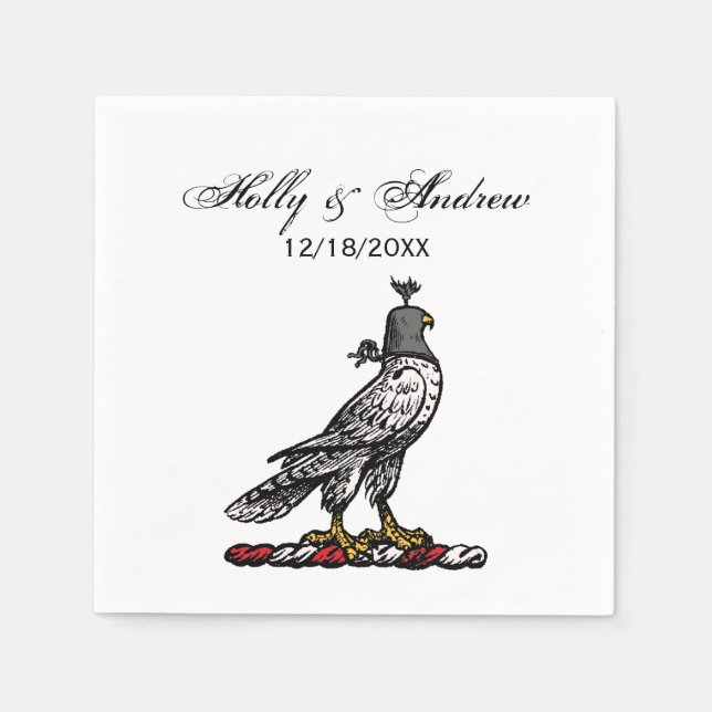 Heraldic Hunting Falcon Wearing Helmet Hood C Napkin (Front)
