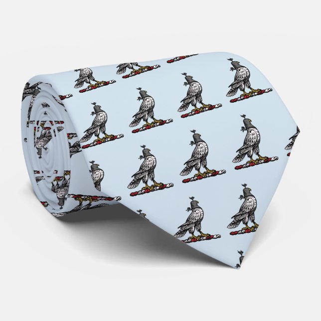 Heraldic Hunting Falcon Wearing Helmet Hood C Tie (Rolled)