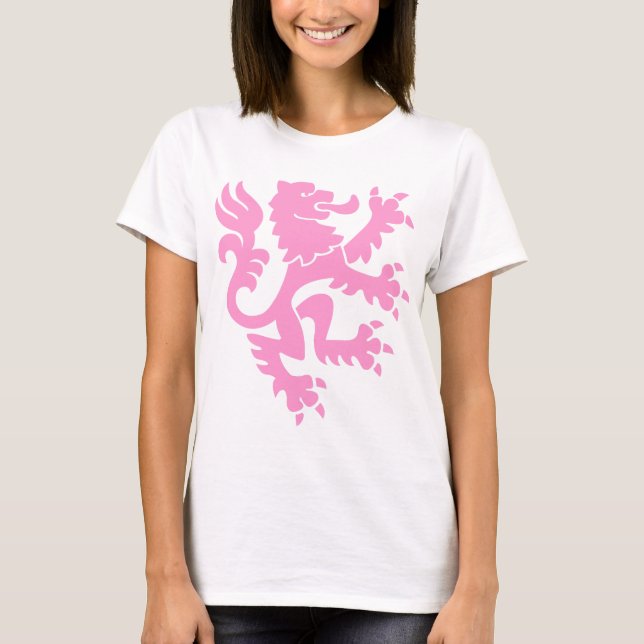 Heraldic Lion 01 - Pink T-Shirt (Front)