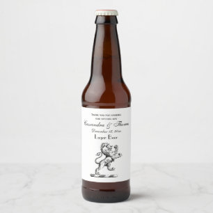 Heraldic Lion Standing Crest Emblem Beer Bottle Label