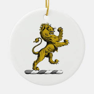 Heraldic Lion Standing Crest Emblem C Ceramic Ornament