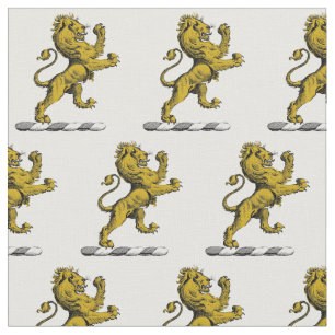 Heraldic Lion Standing Crest Emblem C Fabric
