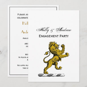 Heraldic Lion Standing Crest Emblem C Invitation