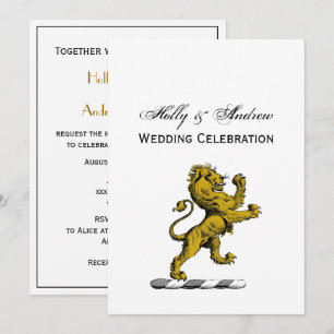 Heraldic Lion Standing Crest Emblem C Invitation