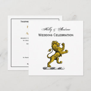 Heraldic Lion Standing Crest Emblem C Invitation