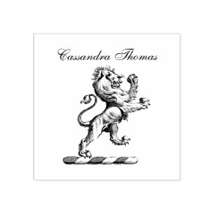 Heraldic Lion Standing Crest Emblem C Rubber Stamp