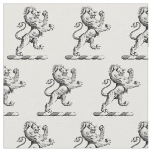 Heraldic Lion Standing Crest Emblem Fabric