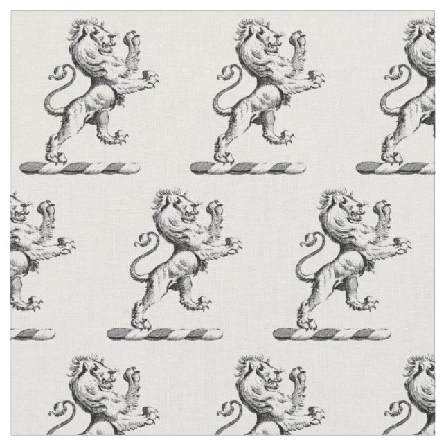Heraldic Lion Standing Crest Emblem Fabric (Close Up)