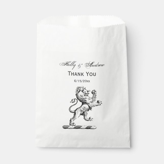 Heraldic Lion Standing Crest Emblem Favour Bag (Front)