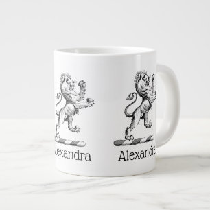 Heraldic Lion Standing Crest Emblem Large Coffee Mug