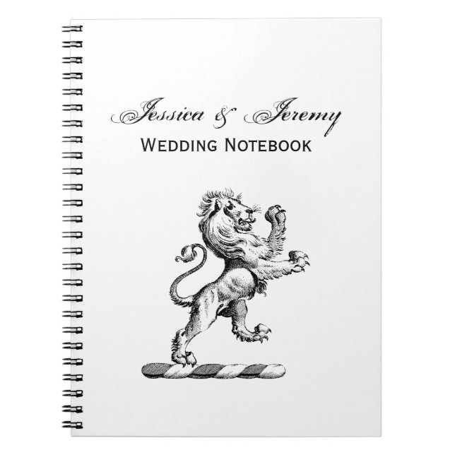 Heraldic Lion Standing Crest Emblem Notebook (Front)