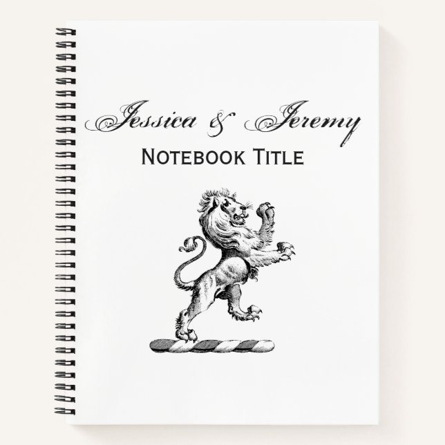 Heraldic Lion Standing Crest Emblem Notebook (Front)