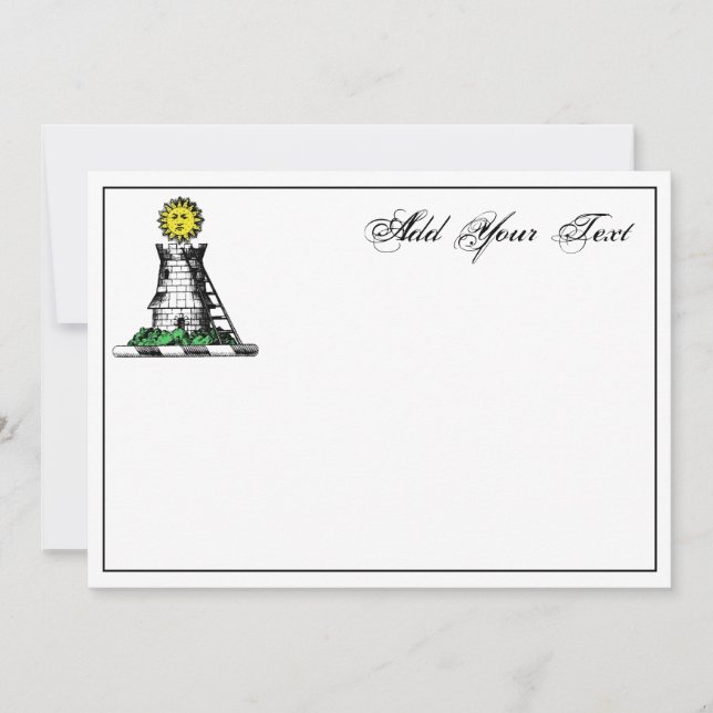 Heraldic Medieval Castle Emblem Crest Note Card (Front)
