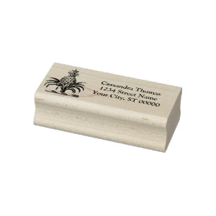 Heraldic Pineapple Crest Name Return Address Rubber Stamp