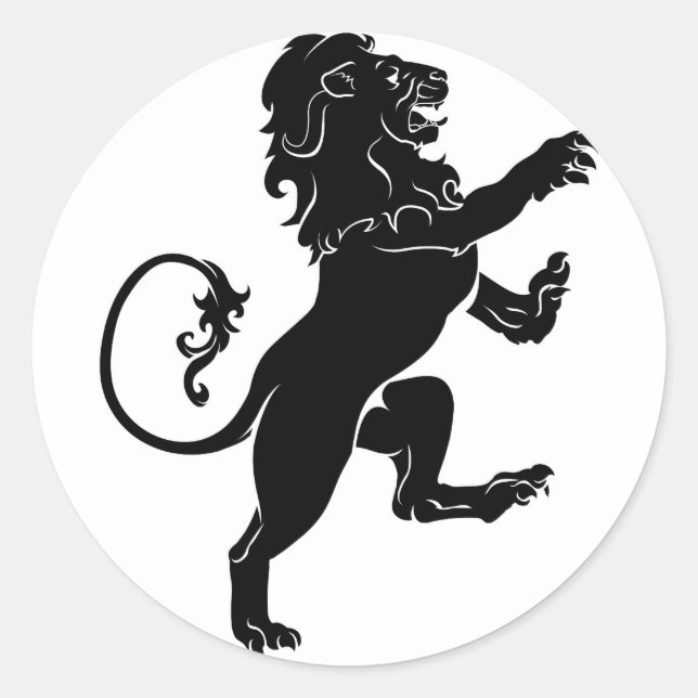 Heraldic rampant lion classic round sticker (Front)