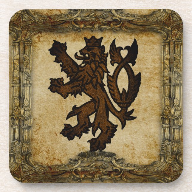 Heraldic Rampant Lion Custom Coaster (Front)