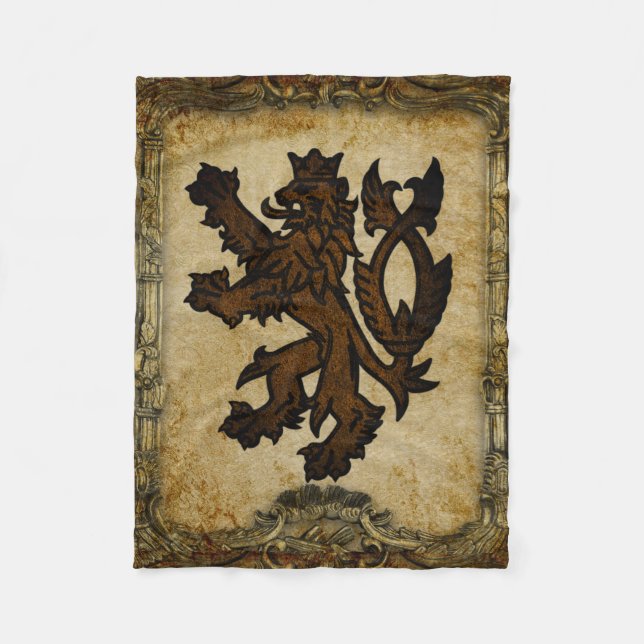 Heraldic Rampant Lion Custom Fleece Blanket (Front)