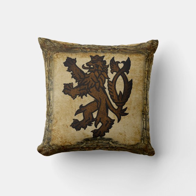 Heraldic Rampant Lion Custom Throw Pillow (Front)